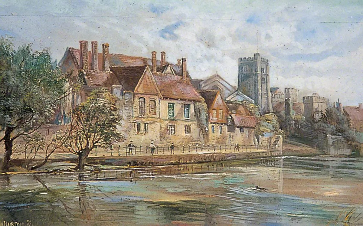 River Scene at Maidstone, Kent by Alfred Frederick William Burton — original painting reproduced as a hand-painted oil on canvas