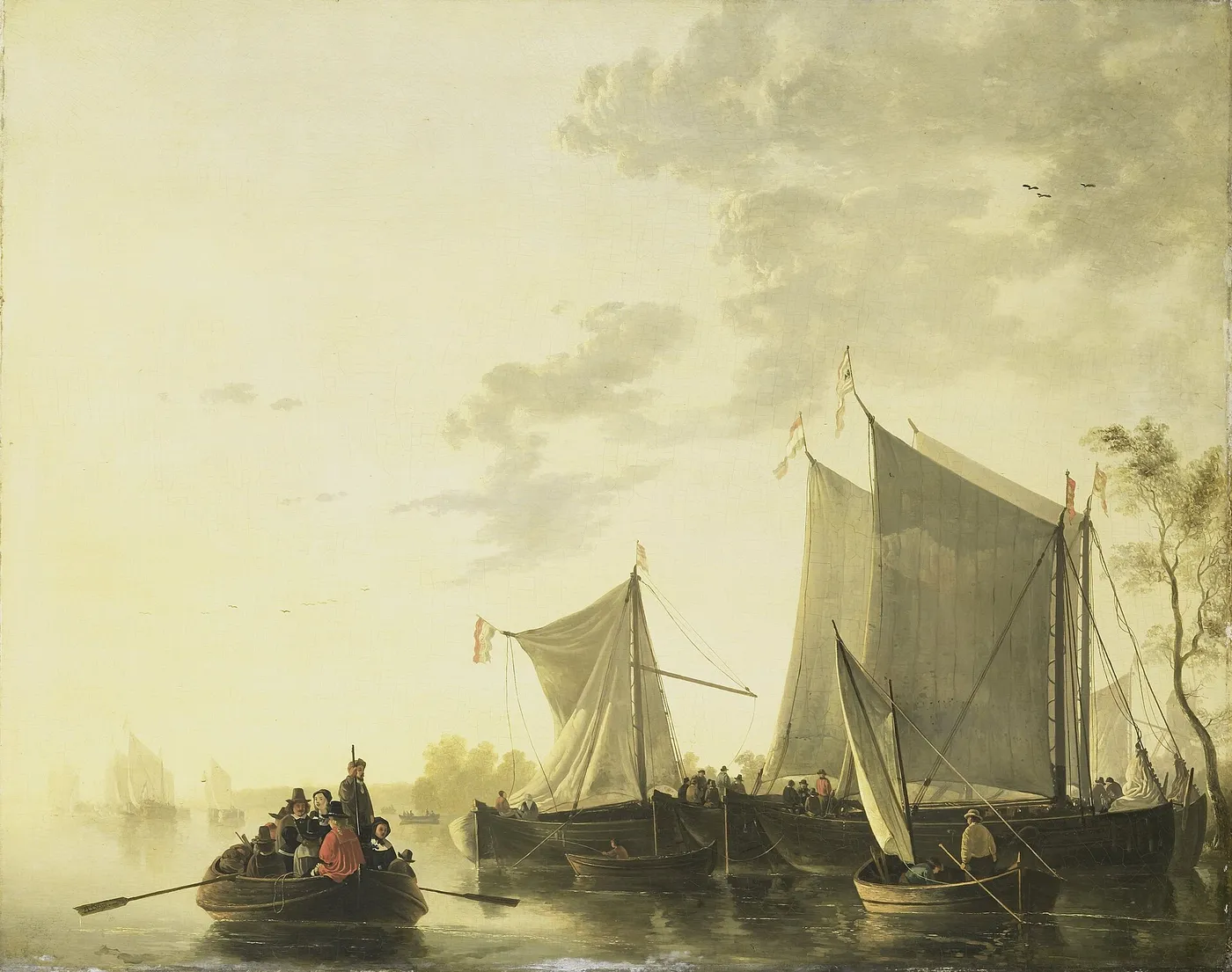 River view (1832) by Albertus Brondgeest — original painting reproduced as a hand-painted oil on canvas