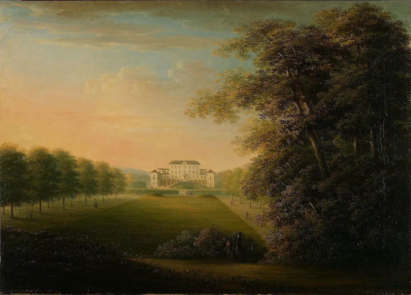 Rosersberg Palace and Park (1820) by Evelina Stading — original painting reproduced as a hand-painted oil on canvas