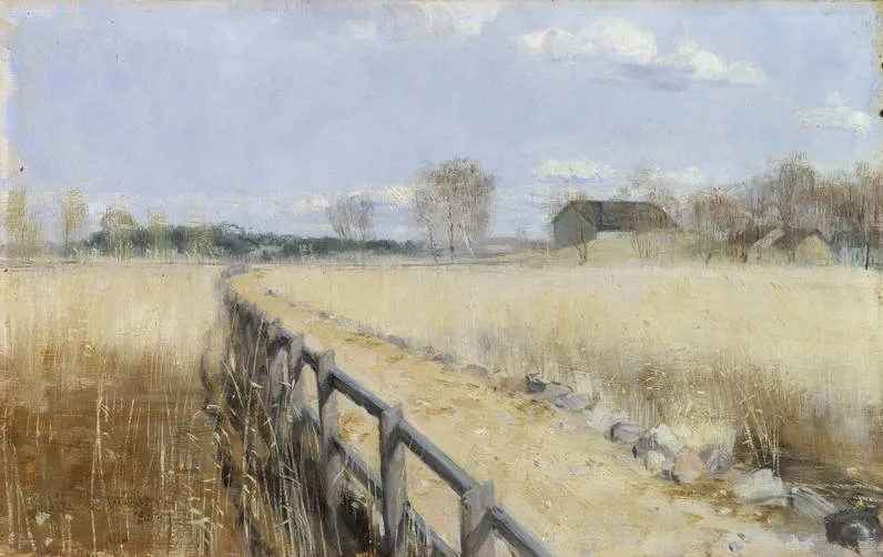 Ruissalo Bridge (1891) by Elin Danielson-Gambogi — original painting reproduced as a hand-painted oil on canvas