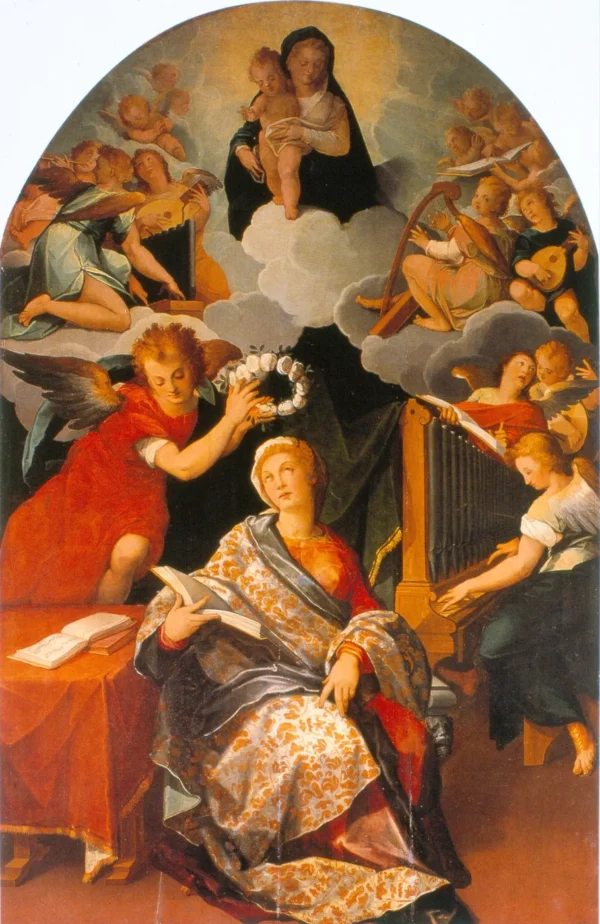 Saint Cecilia (1600) by Andrés de la Concha — original painting reproduced as a hand-painted oil on canvas