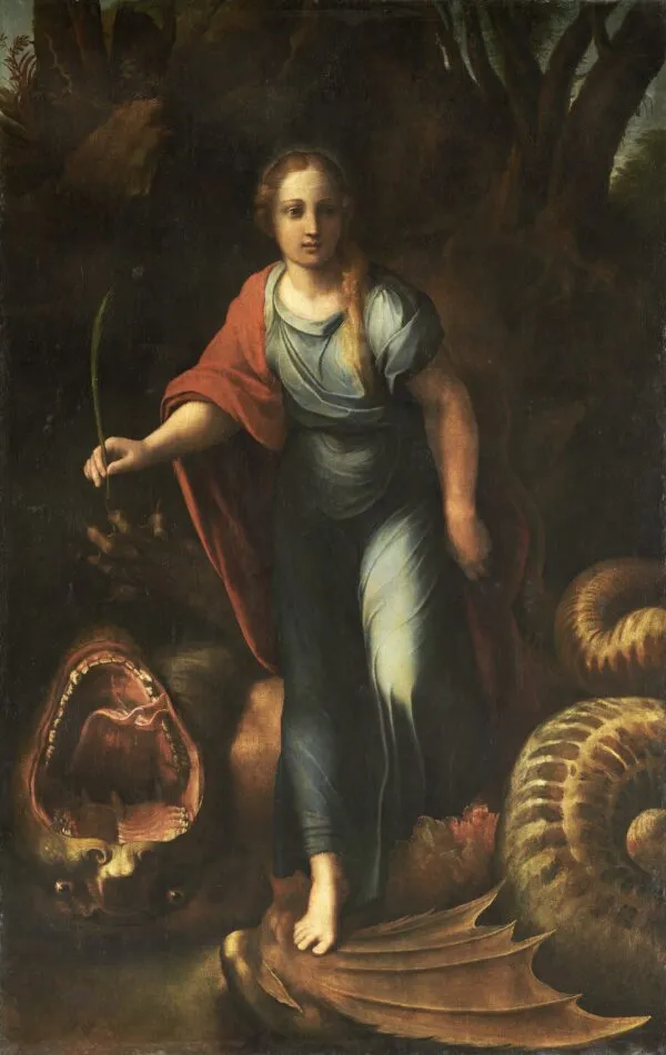Saint Margaret (1518) by Raphael — original painting reproduced as a hand-painted oil on canvas