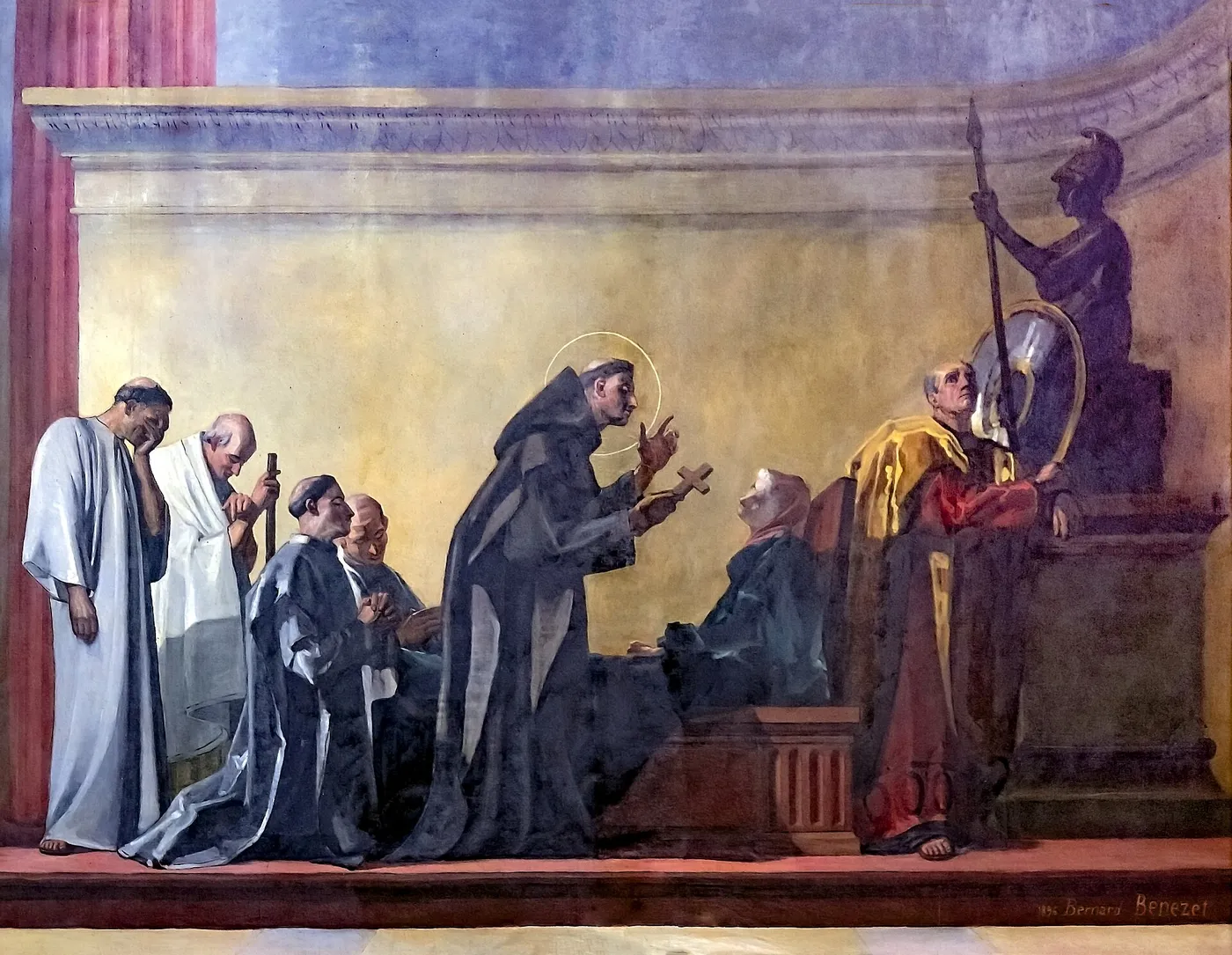 Saint Martin converts his mother (1896) by Bernard Benezet — original painting reproduced as a hand-painted oil on canvas