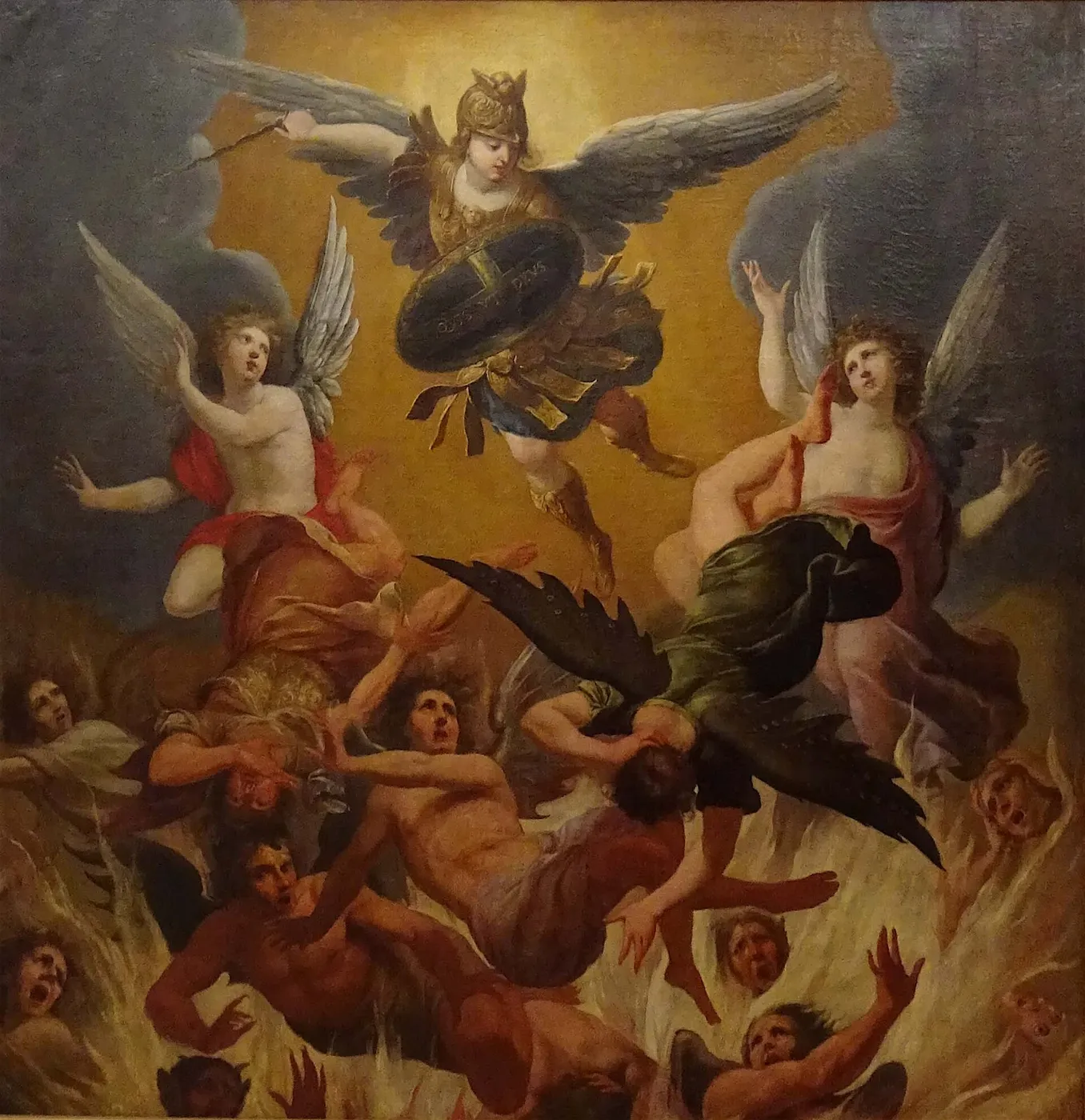 Saint Michel terrassant les anges rebelles (1637) by Claude-François Vignon — original painting reproduced as a hand-painted oil on canvas
