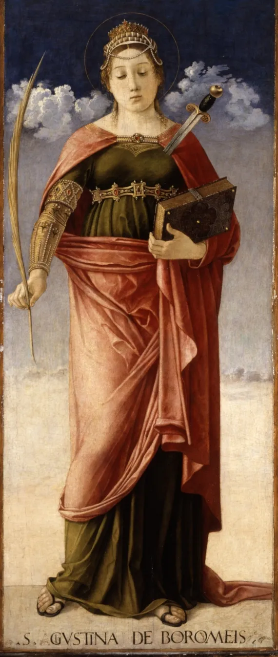 Sainte Justine Borromée (1470) by Giovanni Bellini — original painting reproduced as a hand-painted oil on canvas