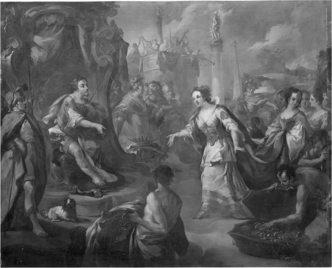 Salomon and queen of Saba (1750) by Balthasar Riepp — original painting reproduced as a hand-painted oil on canvas