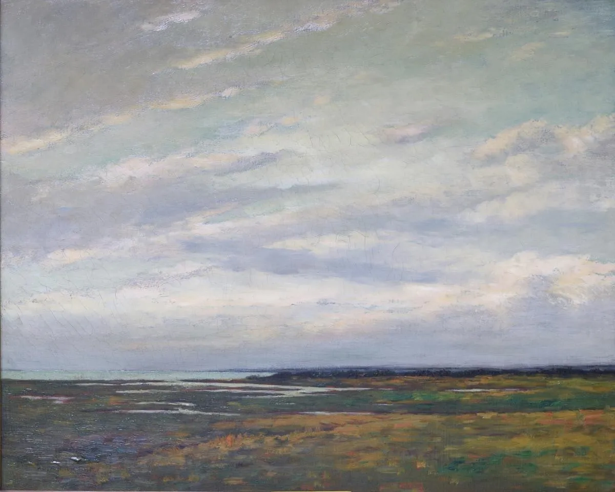 Salt Marshes of Northern New Jersey by Arthur Hoeber — original painting reproduced as a hand-painted oil on canvas