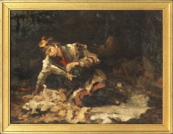 Sami Woman and her Child (1874) by Anna Nordlander — original painting reproduced as a hand-painted oil on canvas