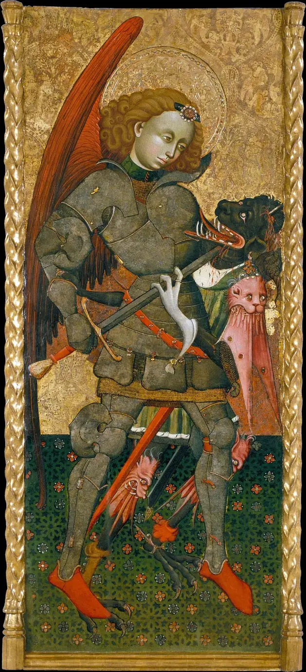 San Miguel Arcángel (1435) by Blasco de Grañén — original painting reproduced as a hand-painted oil on canvas