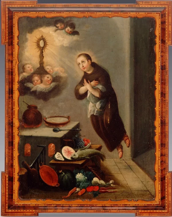 San Pascual Bailón (1852) by Agustín Arrieta — original painting reproduced as a hand-painted oil on canvas