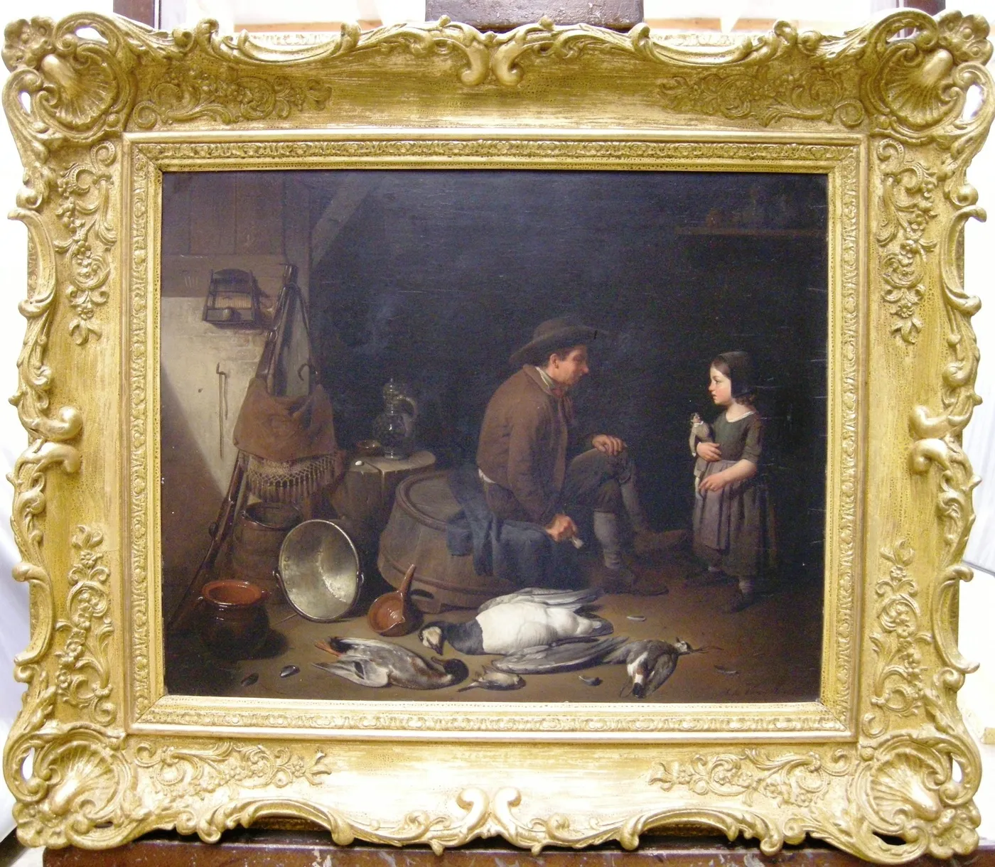 Scenes from Life: Interior of a Kitchen (1843) by Charles Van Meer — original painting reproduced as a hand-painted oil on canvas