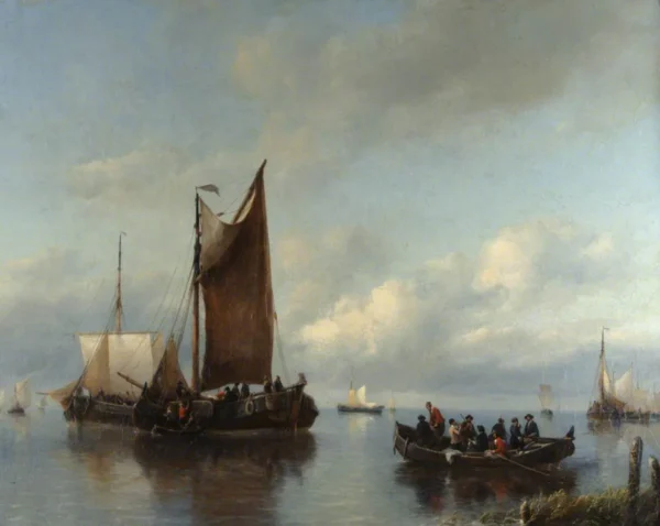 Seascape (1846) by Anthonie Waldorp — original painting reproduced as a hand-painted oil on canvas