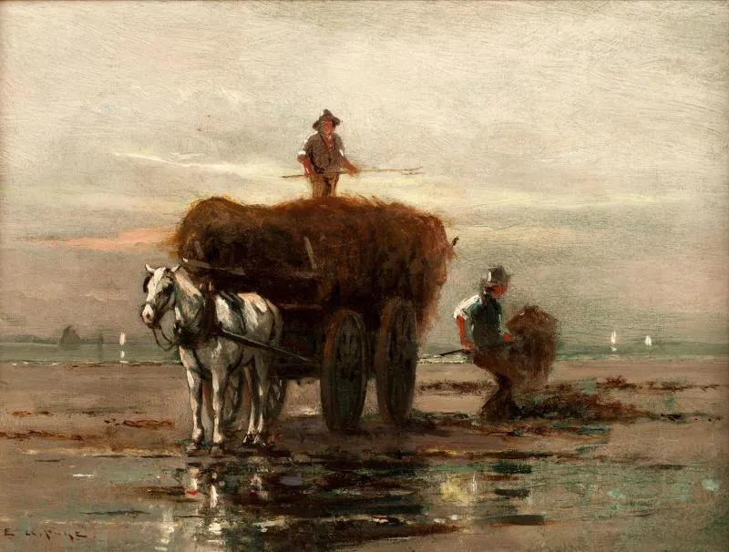 Seaweed Harvesting (1890) by Edward A. Page — original painting reproduced as a hand-painted oil on canvas