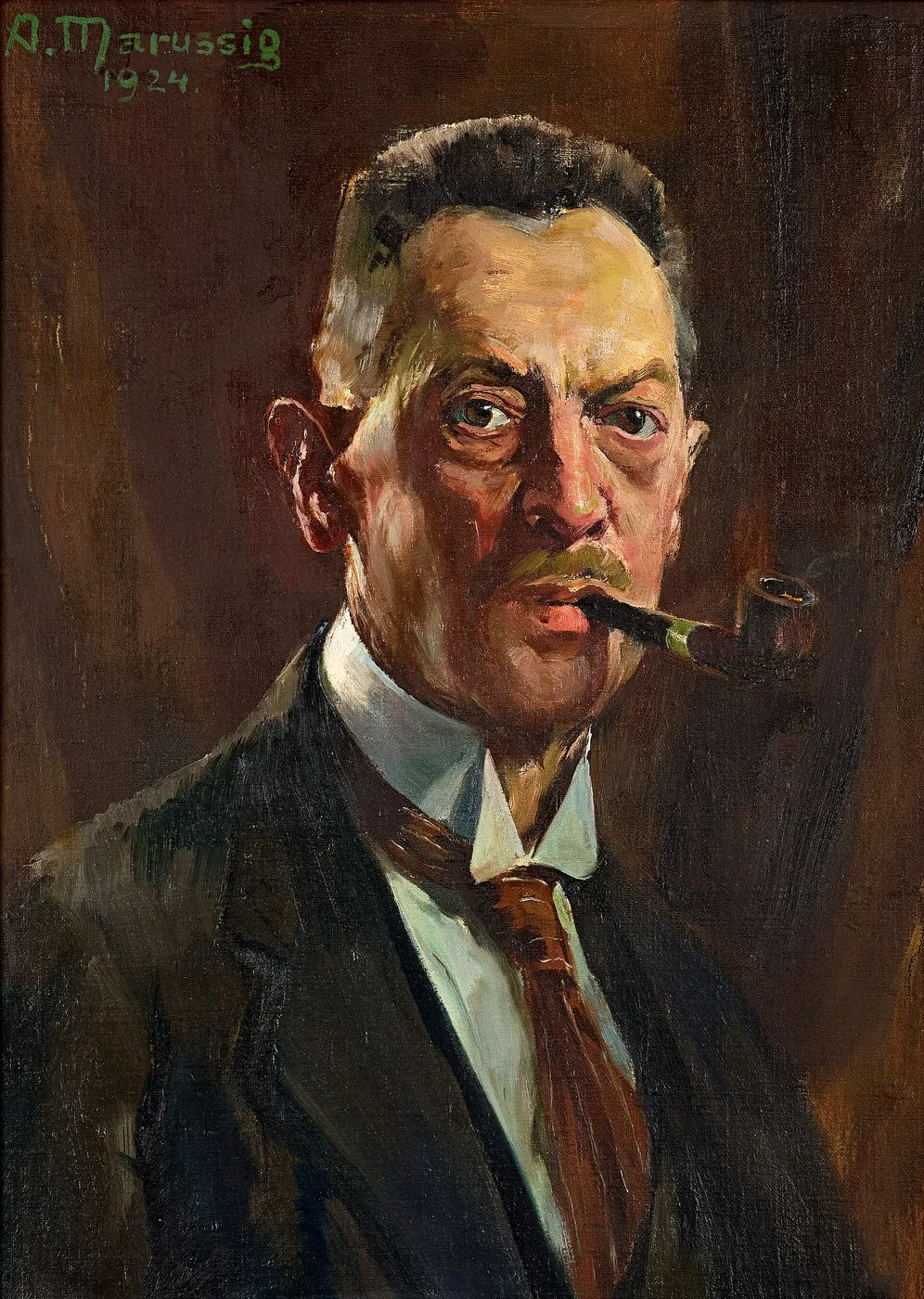 Selbstporträt (1924) by Anton Marussig — original painting reproduced as a hand-painted oil on canvas