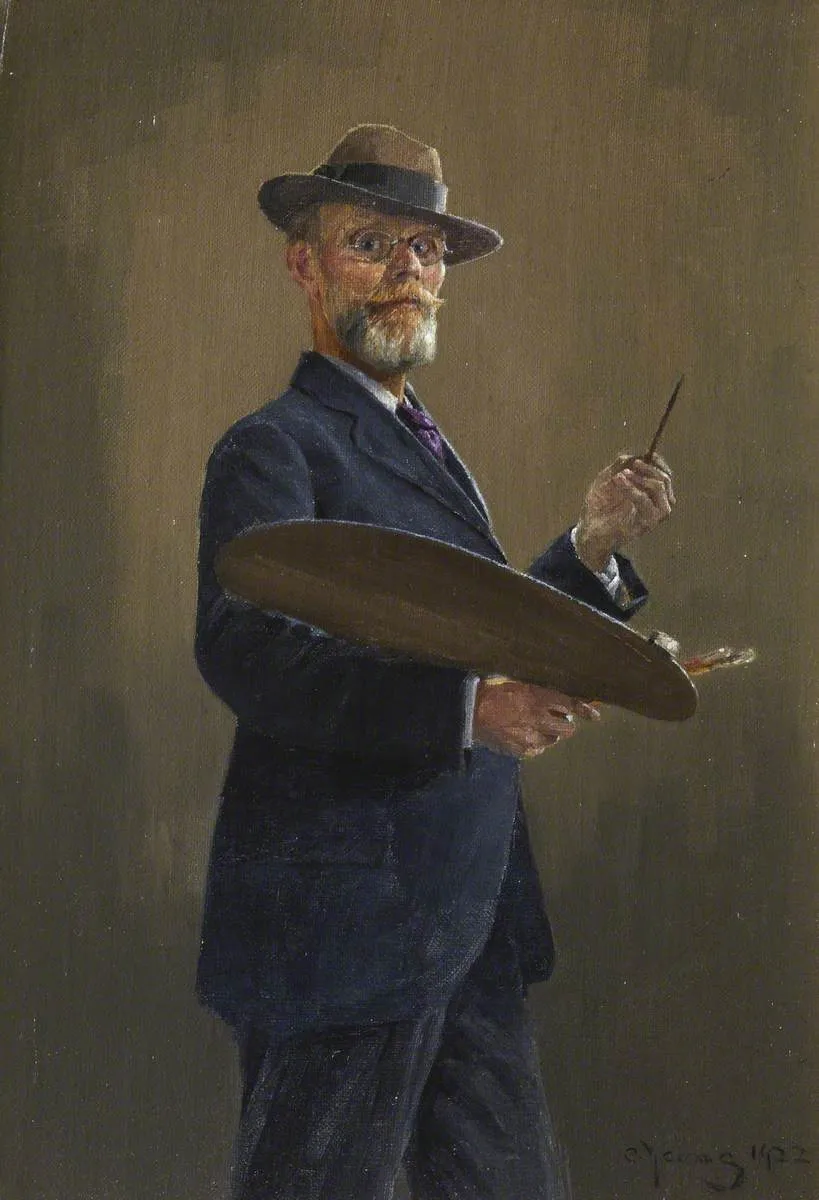 Self Portrait (1922) by Andrew Young — original painting reproduced as a hand-painted oil on canvas