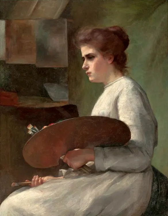 Self-portrait (1878) by Aniela Poraj-Biernacka — original painting reproduced as a hand-painted oil on canvas