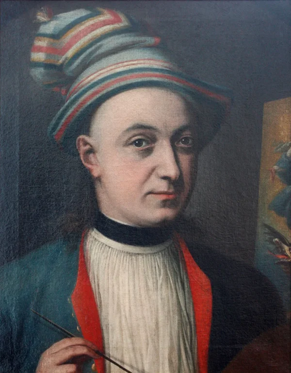 Self portrait by Anton Kirchebner — original painting reproduced as a hand-painted oil on canvas