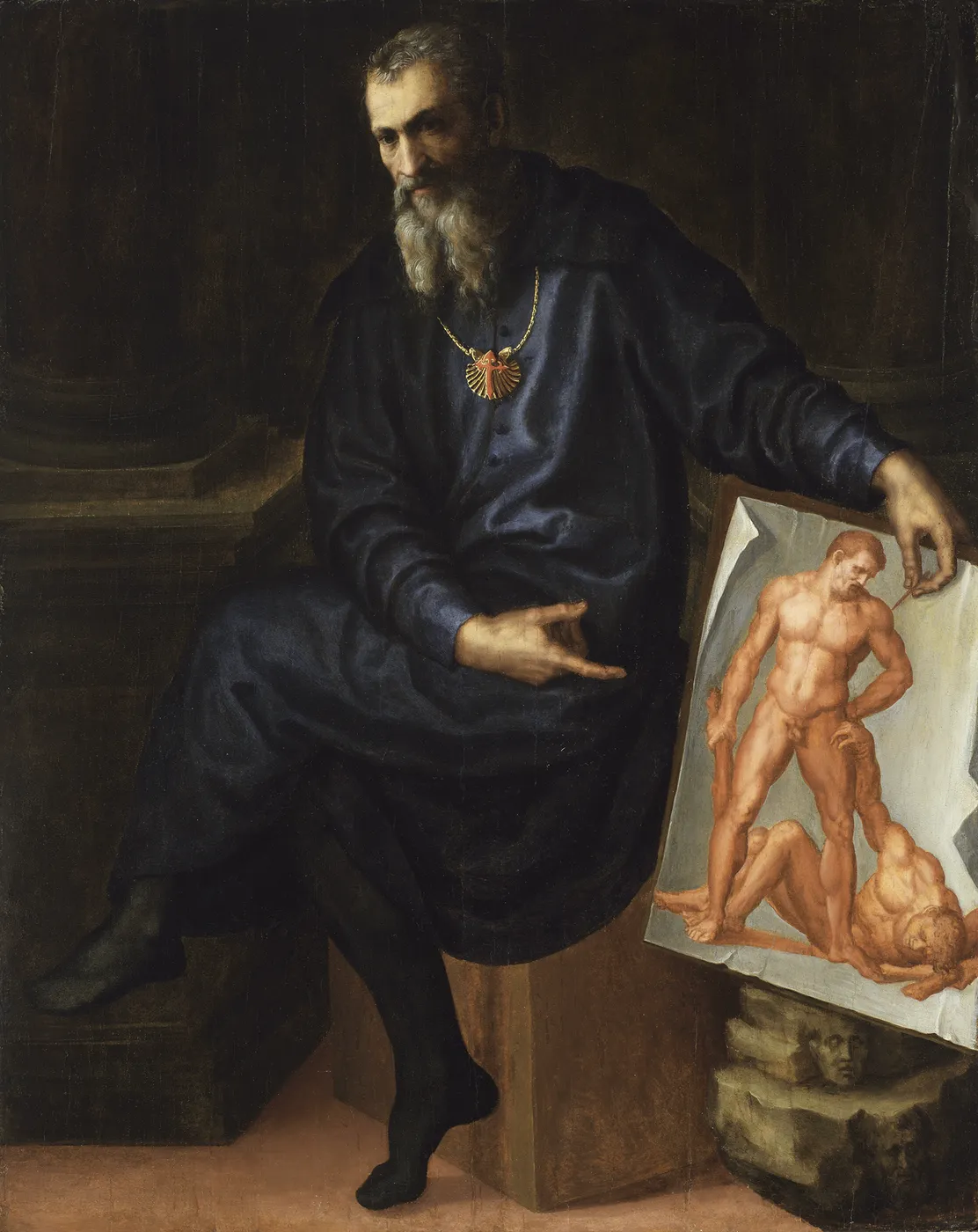 Self-Portrait (1530) by Baccio Bandinelli — original painting reproduced as a hand-painted oil on canvas