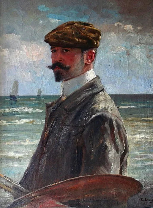 Self-portrait by Edmond Louyot — original painting reproduced as a hand-painted oil on canvas