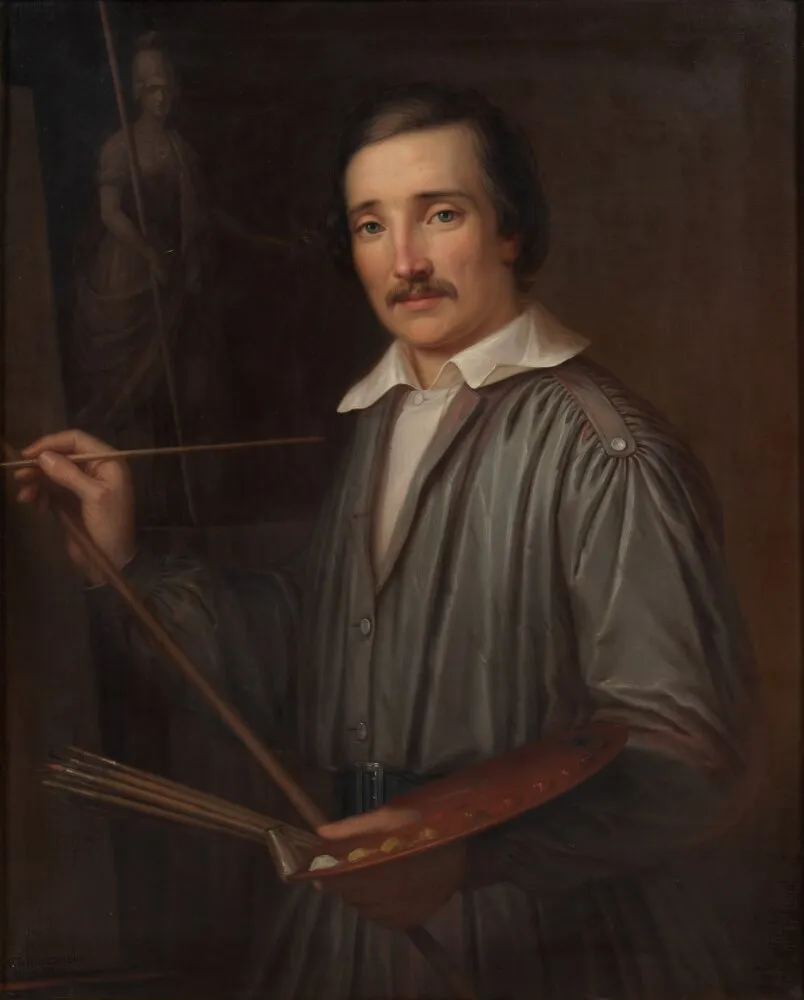 Self portrait, Erik Wahlbergson (1808-1865), artist (1851) by Erik Wahlbergson — original painting reproduced as a hand-painted oil on canvas