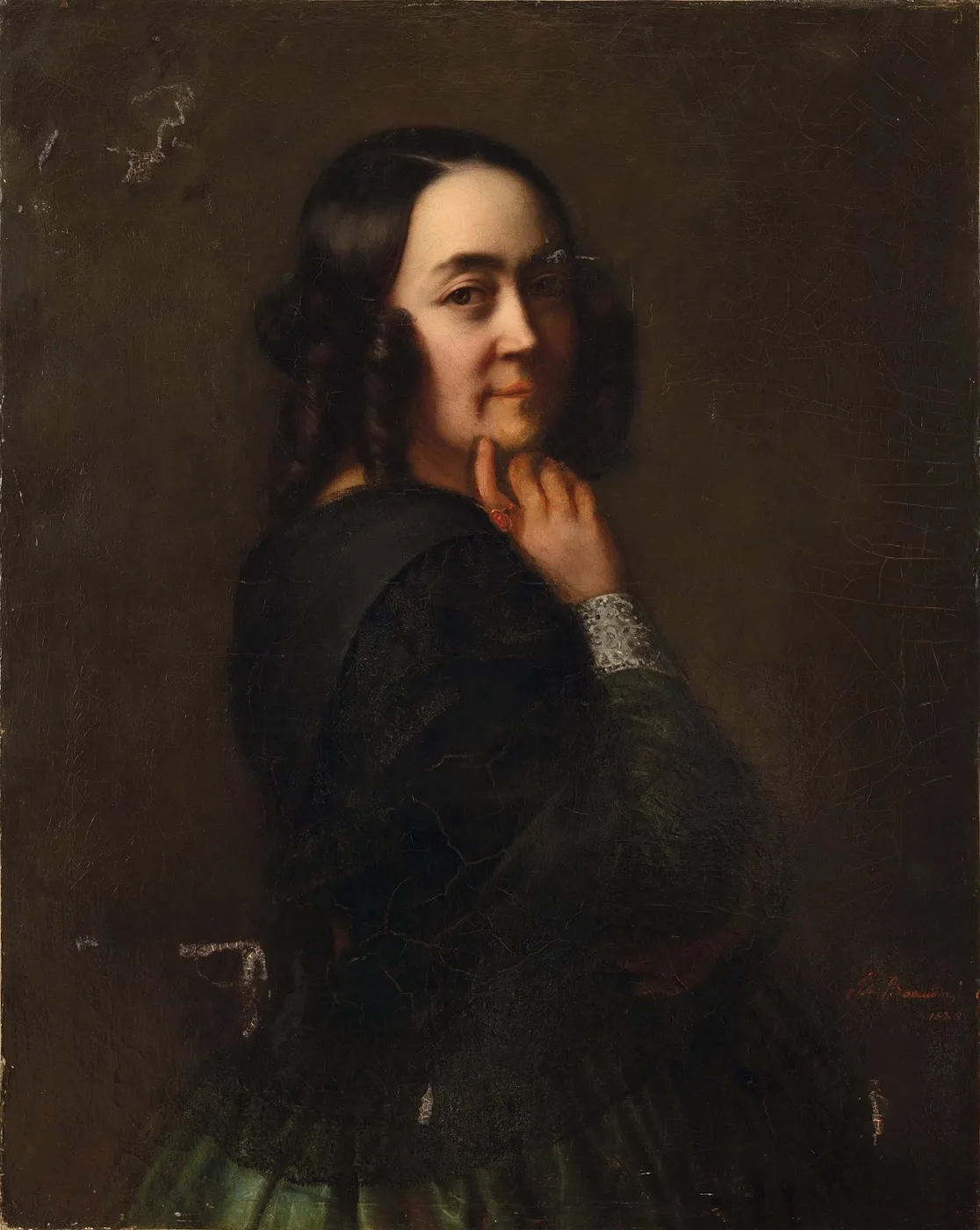 Self-portrait (1838) by Félicité Beaudin — original painting reproduced as a hand-painted oil on canvas