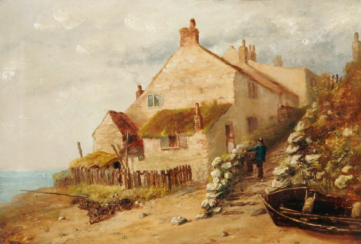 Sheringham Gap (1870) by Bosworth Harcourt — original painting reproduced as a hand-painted oil on canvas