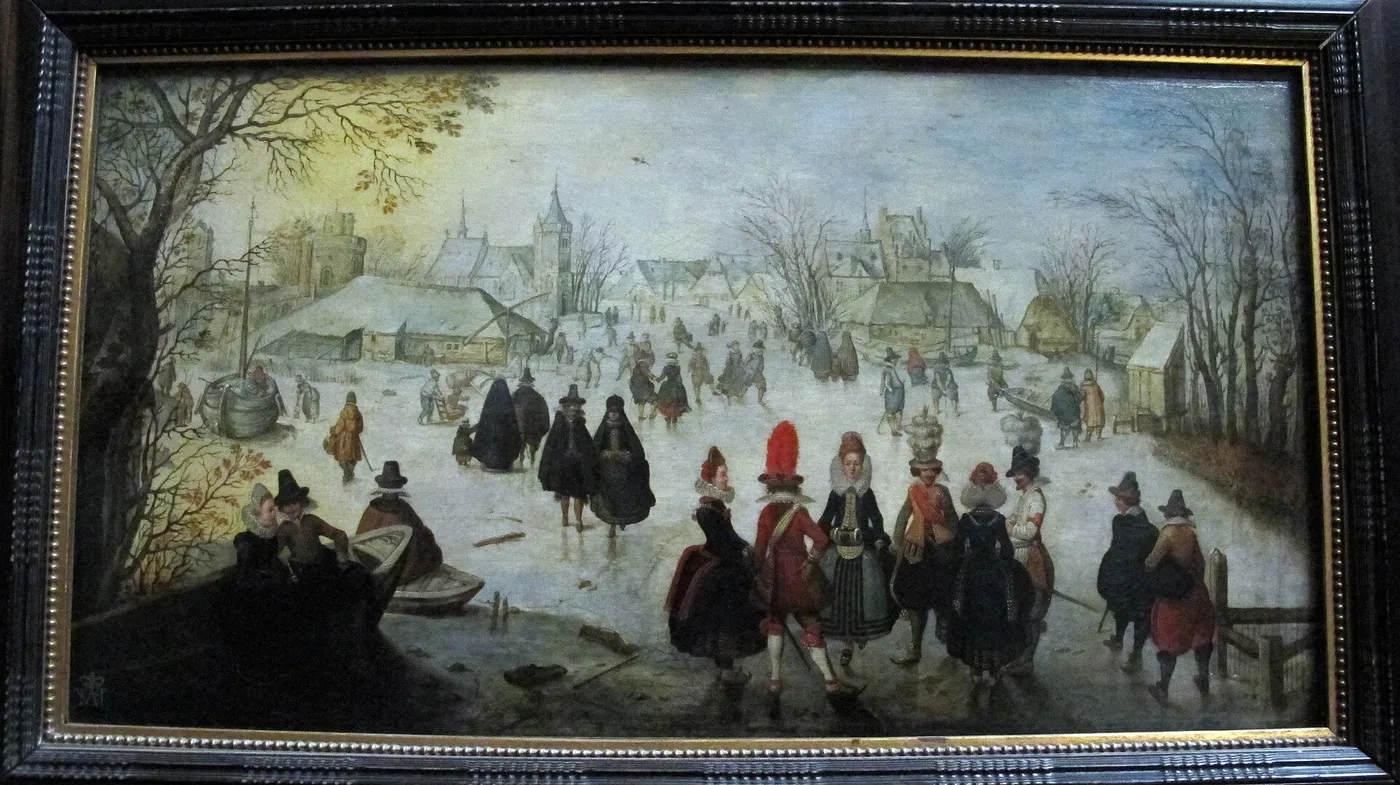 Skating Scene (1650) by Adam van Breen — original painting reproduced as a hand-painted oil on canvas