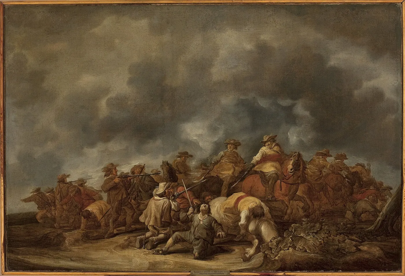Skirmish of cavalry and infantry — Benjamin Gerritsz Cuyp