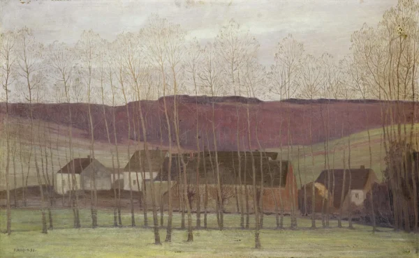 Small Village (1898) by Fernand Maglen — original painting reproduced as a hand-painted oil on canvas