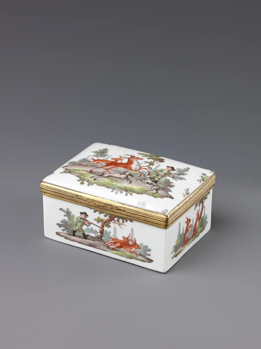 Snuffbox with Hunting Scenes (1768) by Andreas Philipp Oettner — original painting reproduced as a hand-painted oil on canvas