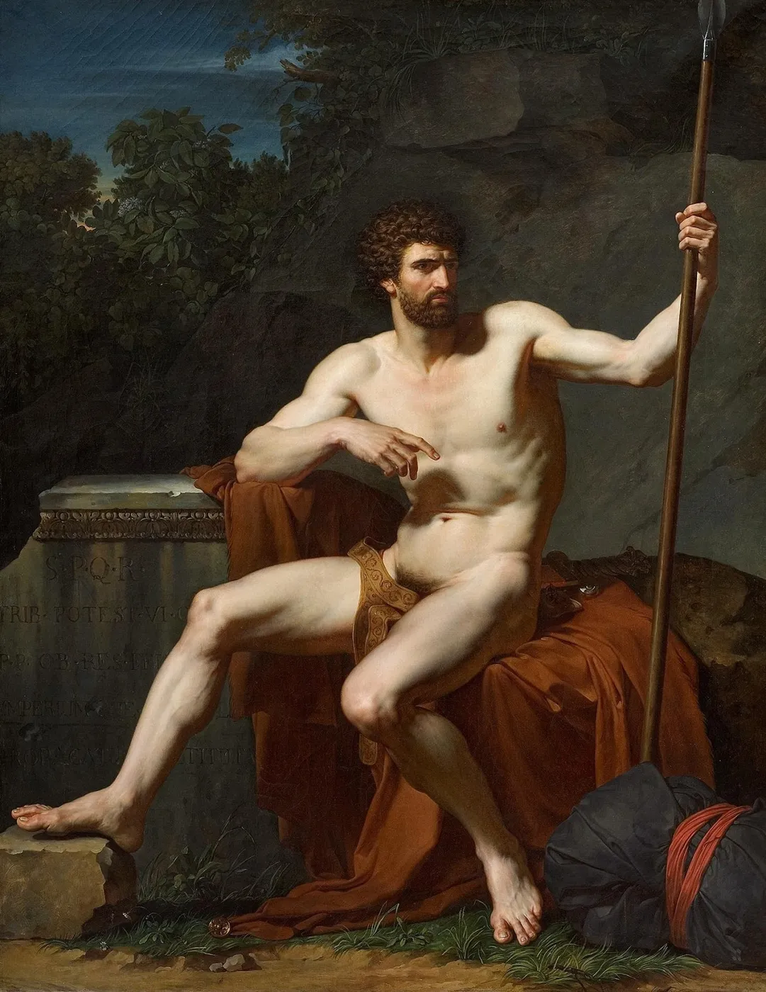 Soldat romain au repos (1788) by François-Xavier Fabre — original painting reproduced as a hand-painted oil on canvas