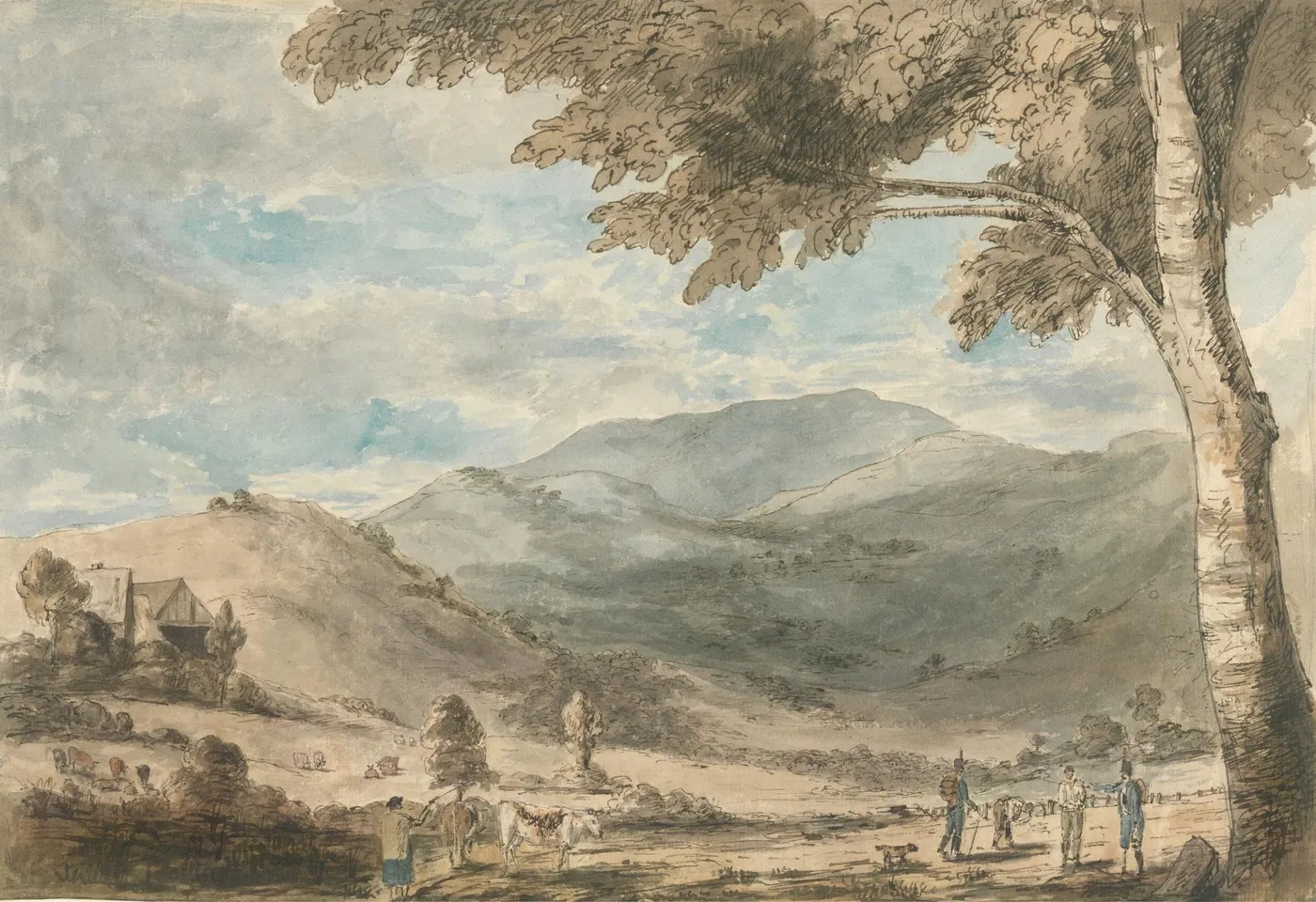 Soldiers in a Landscape by Edward Finch — original watercolour reproduced as a hand-painted oil on canvas