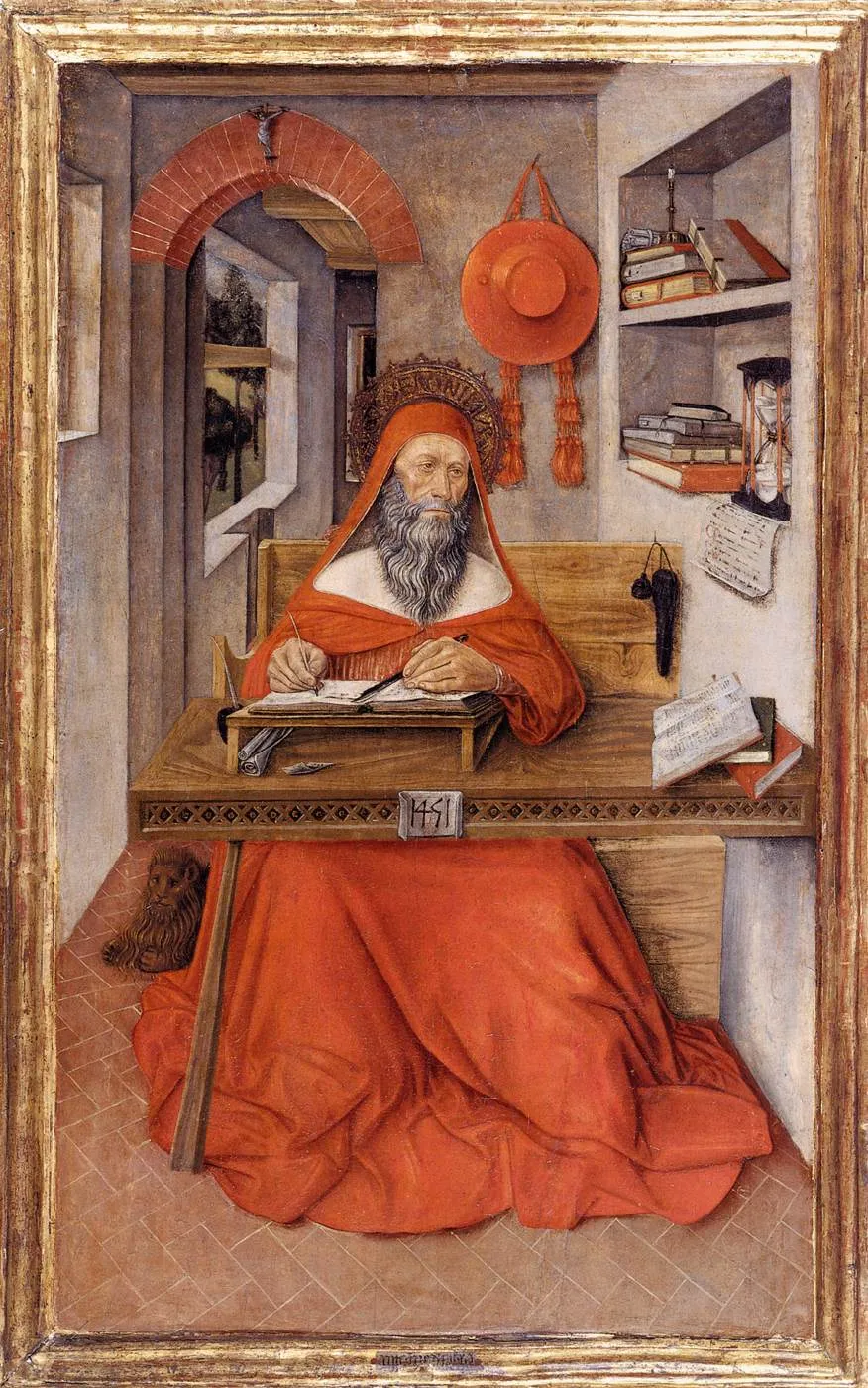 St Jerome in His Study (1451) by Antonio da Fabriano — original painting reproduced as a hand-painted oil on canvas