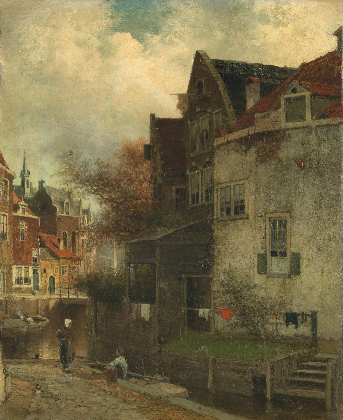 Stadsgezicht (1882) by Ferdinand Carl Sierich — original painting reproduced as a hand-painted oil on canvas