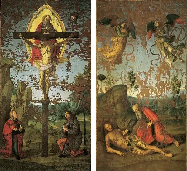 Standard of the Holy Trinity (1499) by Raphael — original painting reproduced as a hand-painted oil on canvas