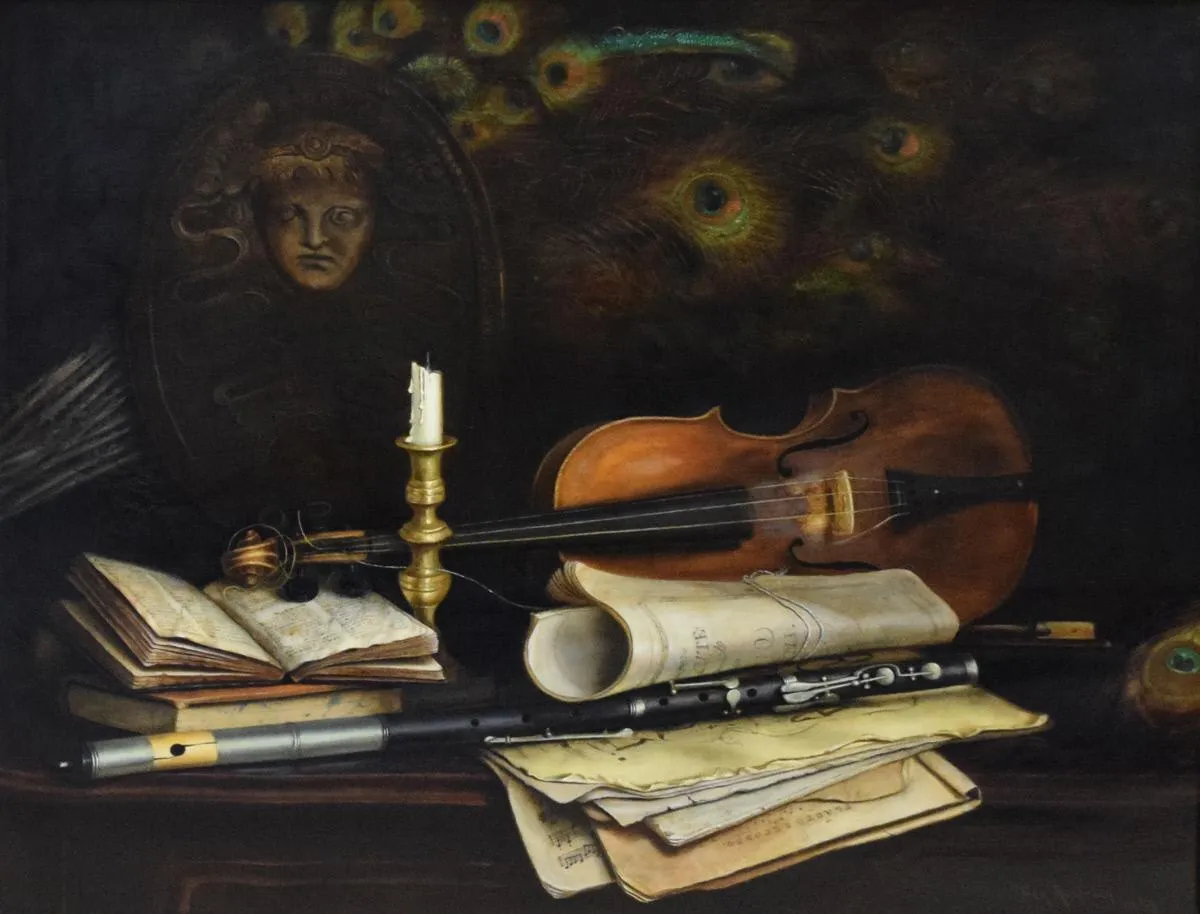 Still Life (1898) by Ben Austrian — original painting reproduced as a hand-painted oil on canvas