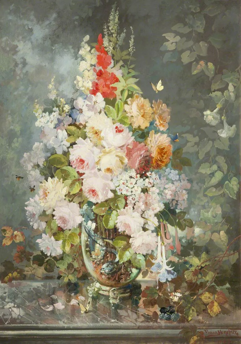 Still Life (1889) by Franz Höpfner — original painting reproduced as a hand-painted oil on canvas
