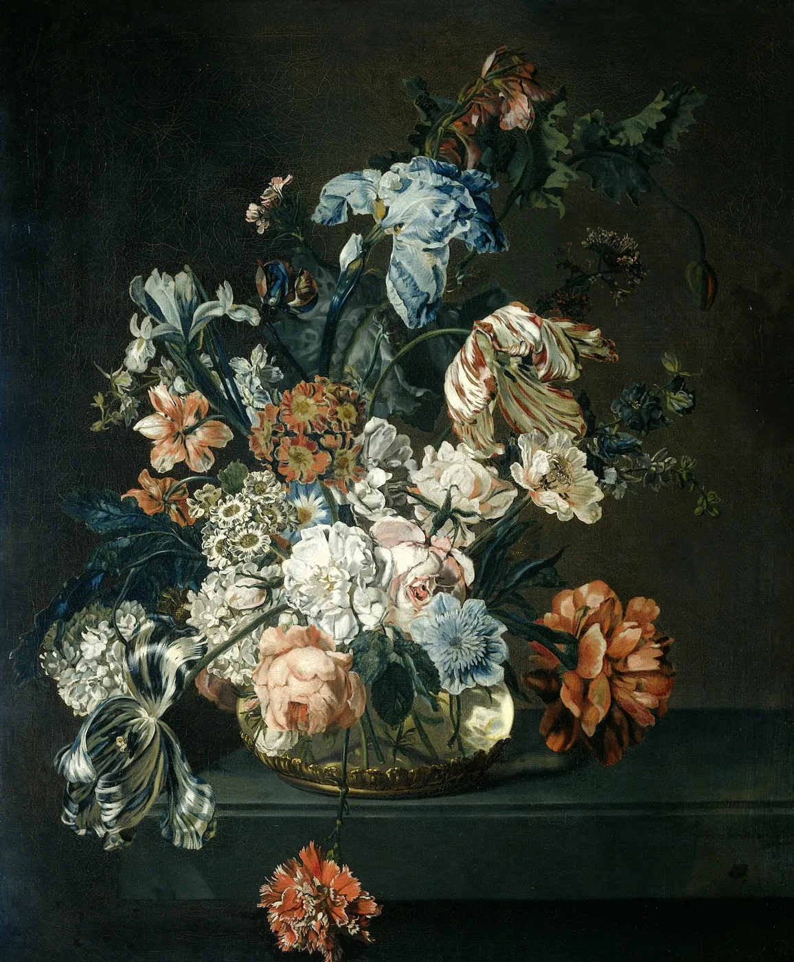 Still Life with Flowers (1762) by Cornelia van der Mijn — original painting reproduced as a hand-painted oil on canvas