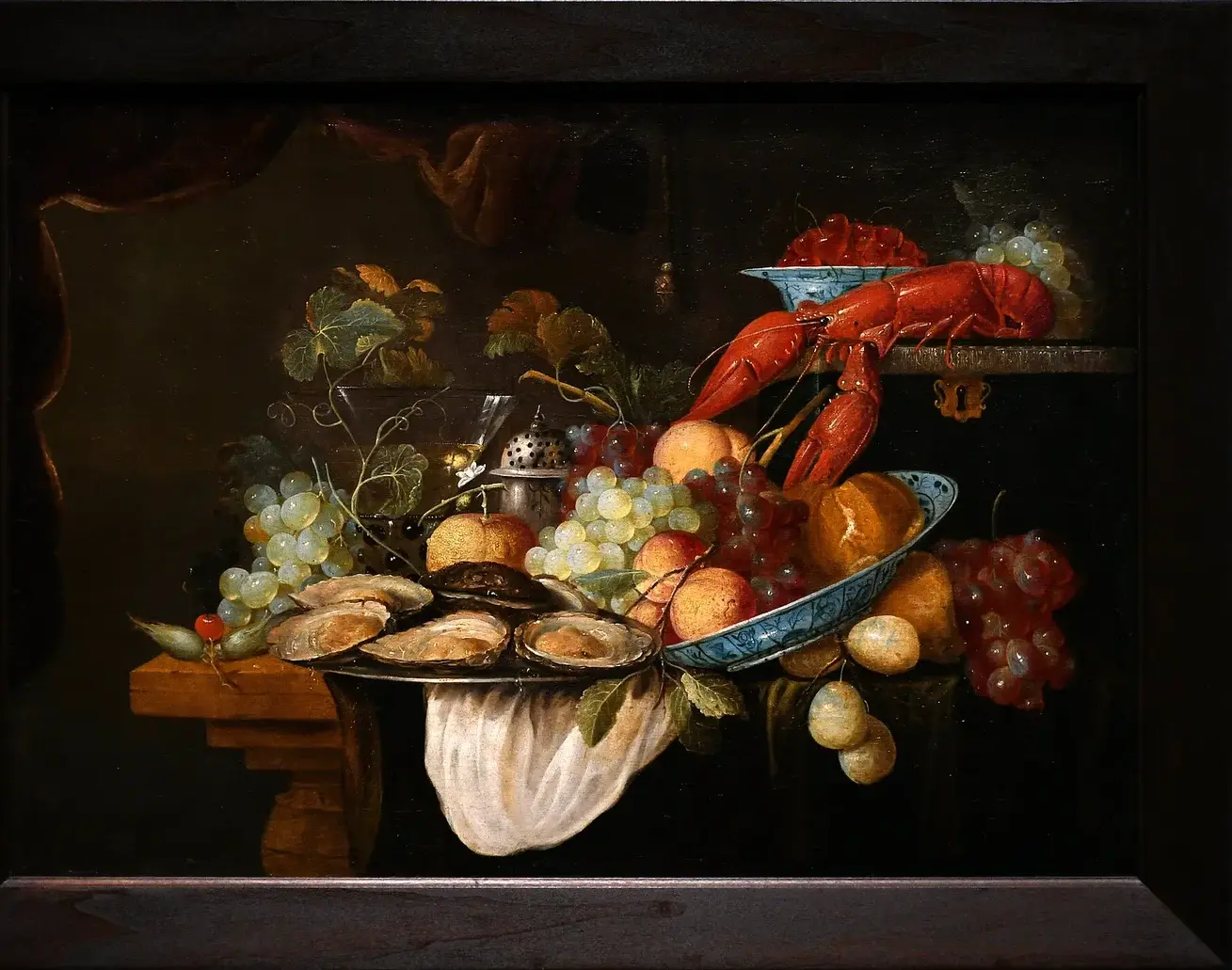 Still life with lobster (1650) by Cornelis de Heem — original painting reproduced as a hand-painted oil on canvas