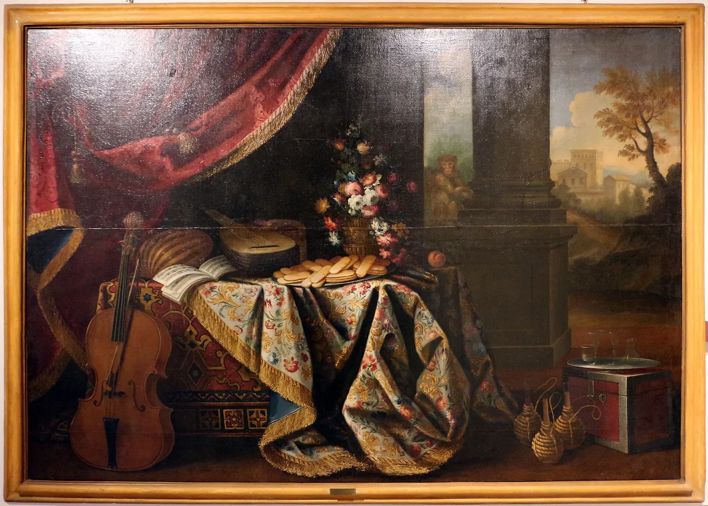 Still life with musical instuments by Antonio Gianlisi II — original painting reproduced as a hand-painted oil on canvas