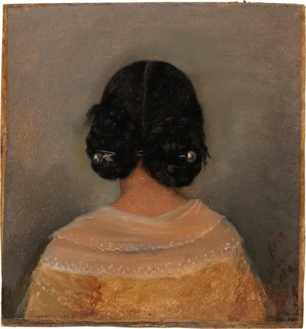 Study of a Woman from Behind (1845) by Albert Küchler — original painting reproduced as a hand-painted oil on canvas