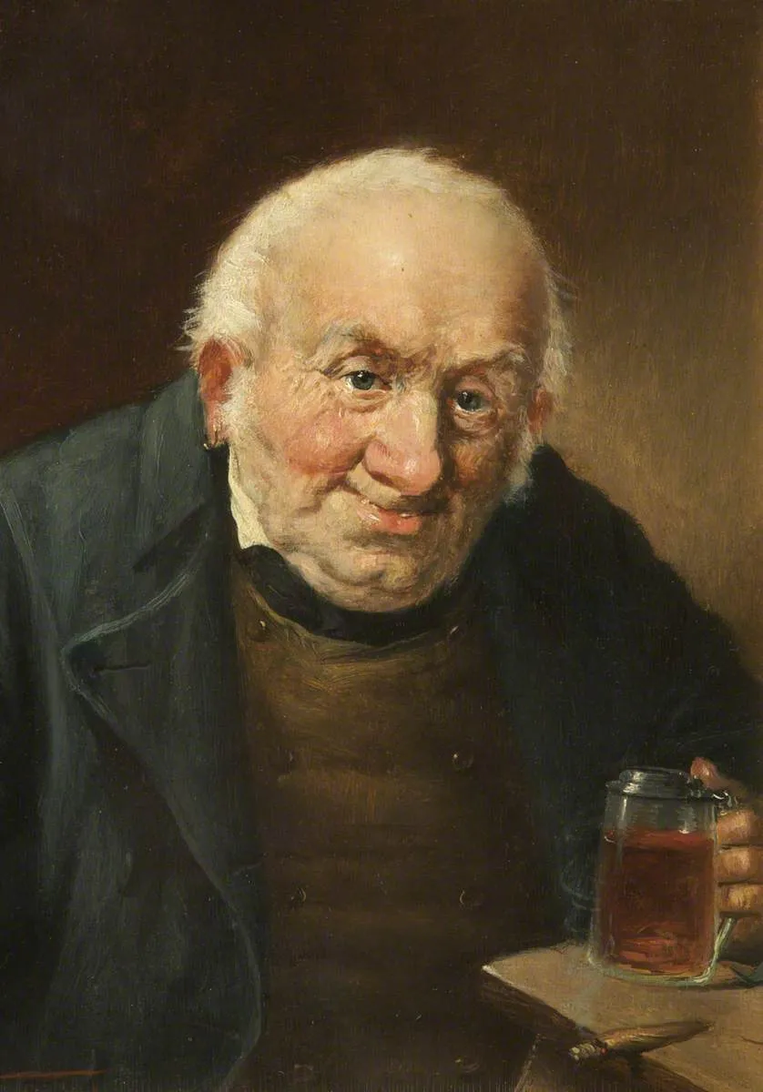 Study of an Old Man by Carl Schleicher — original painting reproduced as a hand-painted oil on canvas