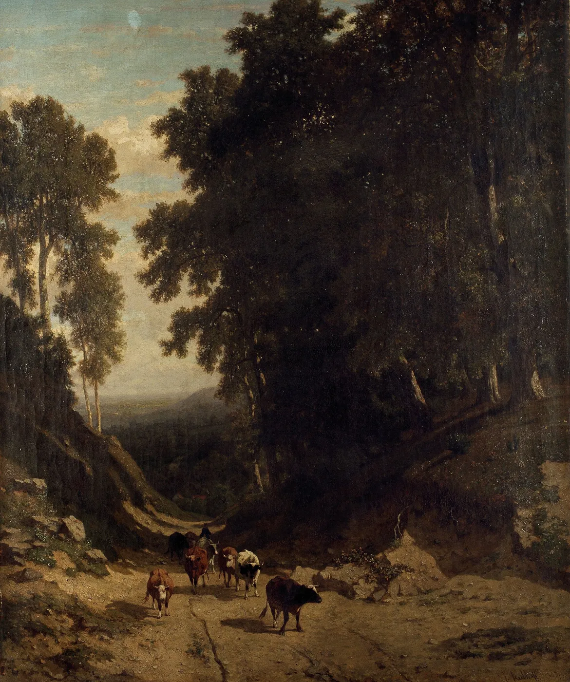 Sunken Road (1863) by Frans Keelhoff — original painting reproduced as a hand-painted oil on canvas