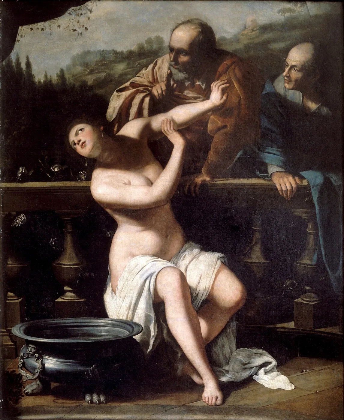 Susanna and the Elders (1649) by Domenico Gargiulo — original painting reproduced as a hand-painted oil on canvas