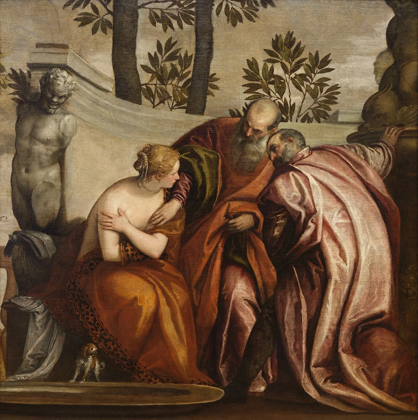 Susannah and the Elders (1550) by Benedetto Caliari — original painting reproduced as a hand-painted oil on canvas