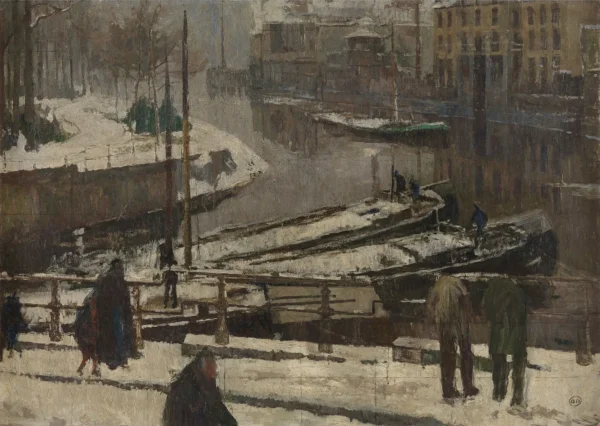 Thaw in Ghent (1902) by Albert Baertsoen — original painting reproduced as a hand-painted oil on canvas