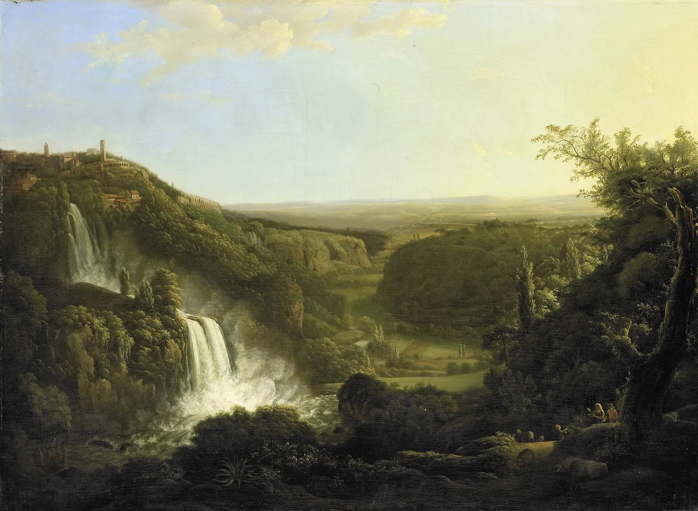 The Anio Valley with the Waterfalls of Tivoli (1812) by Cornelis Apostool — original painting reproduced as a hand-painted oil on canvas