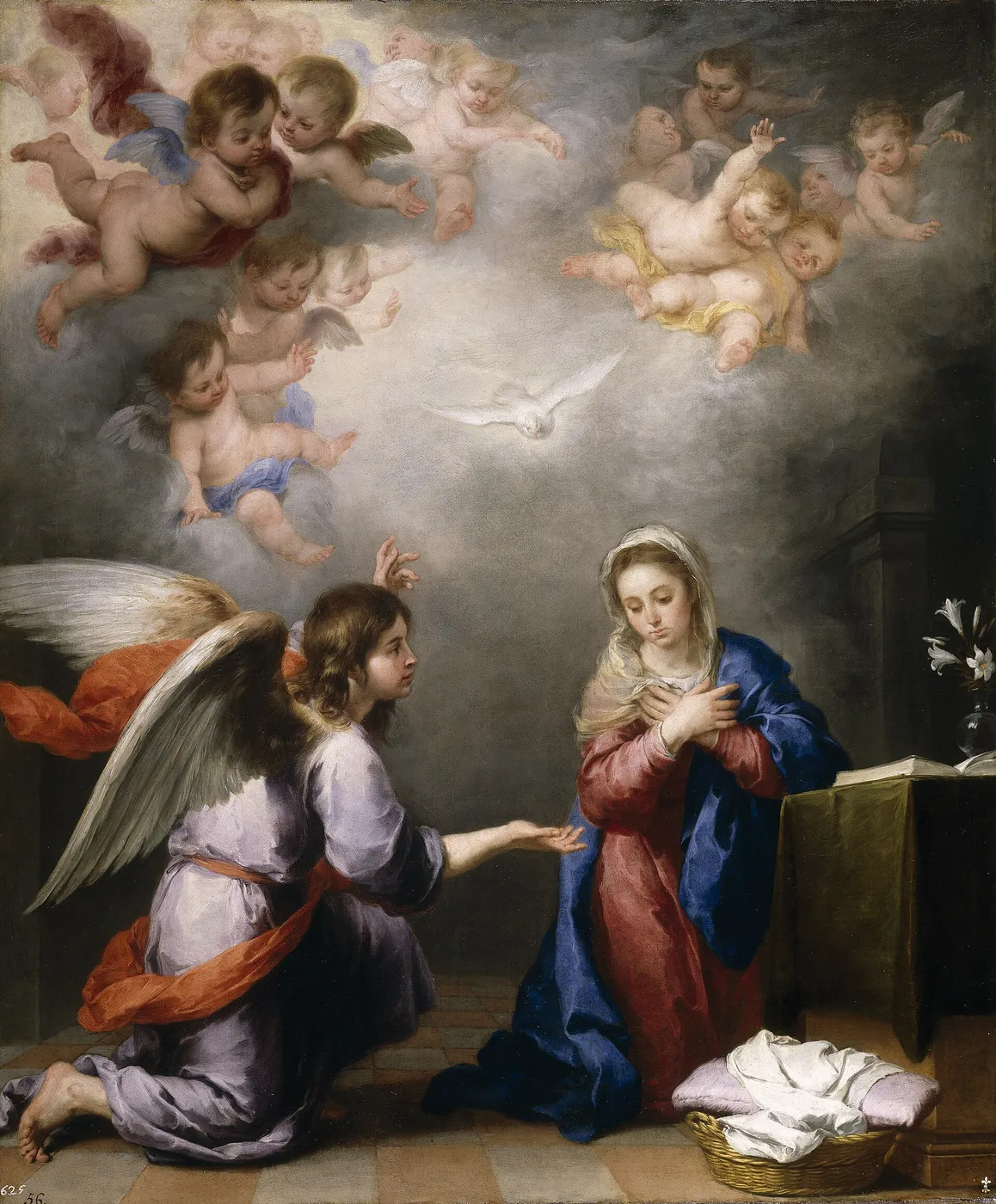 The Annunciation (1660) by Bartolomé Esteban Murillo — original painting reproduced as a hand-painted oil on canvas