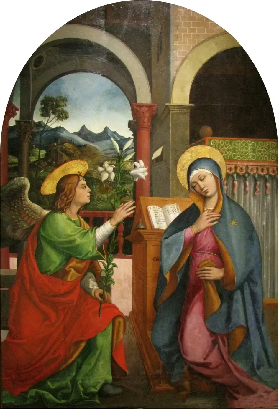 The Annunciation (1510) by Costantino Zelli — original painting reproduced as a hand-painted oil on canvas