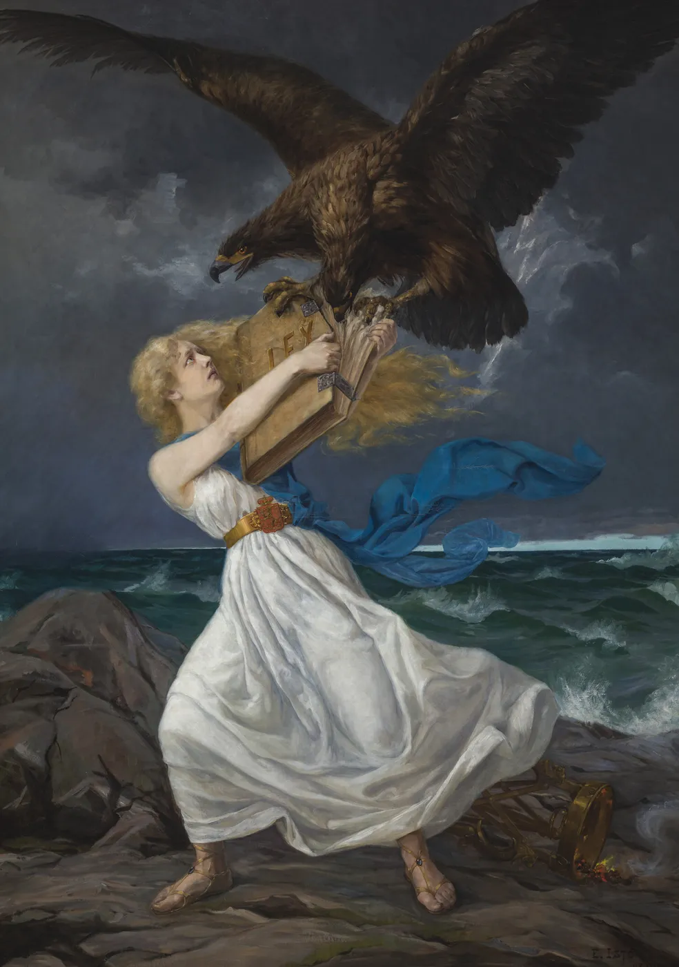 The Attack (1899) by Edvard Isto — original painting reproduced as a hand-painted oil on canvas